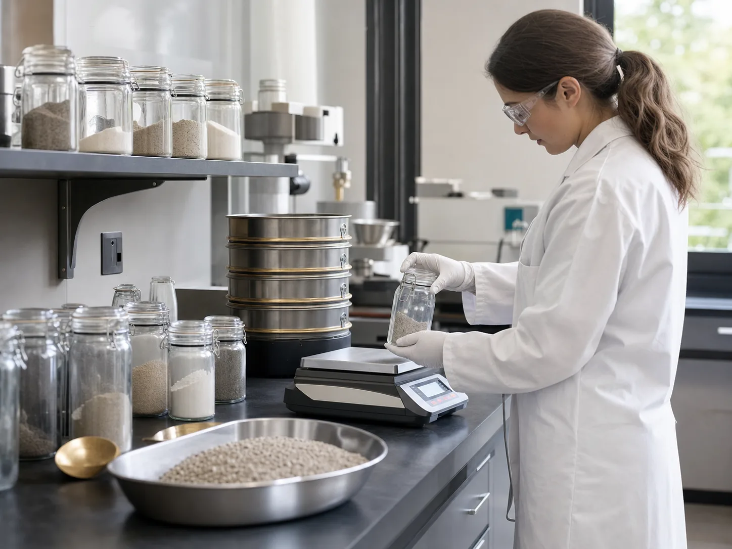 Industrial materials testing process in a controlled facility.